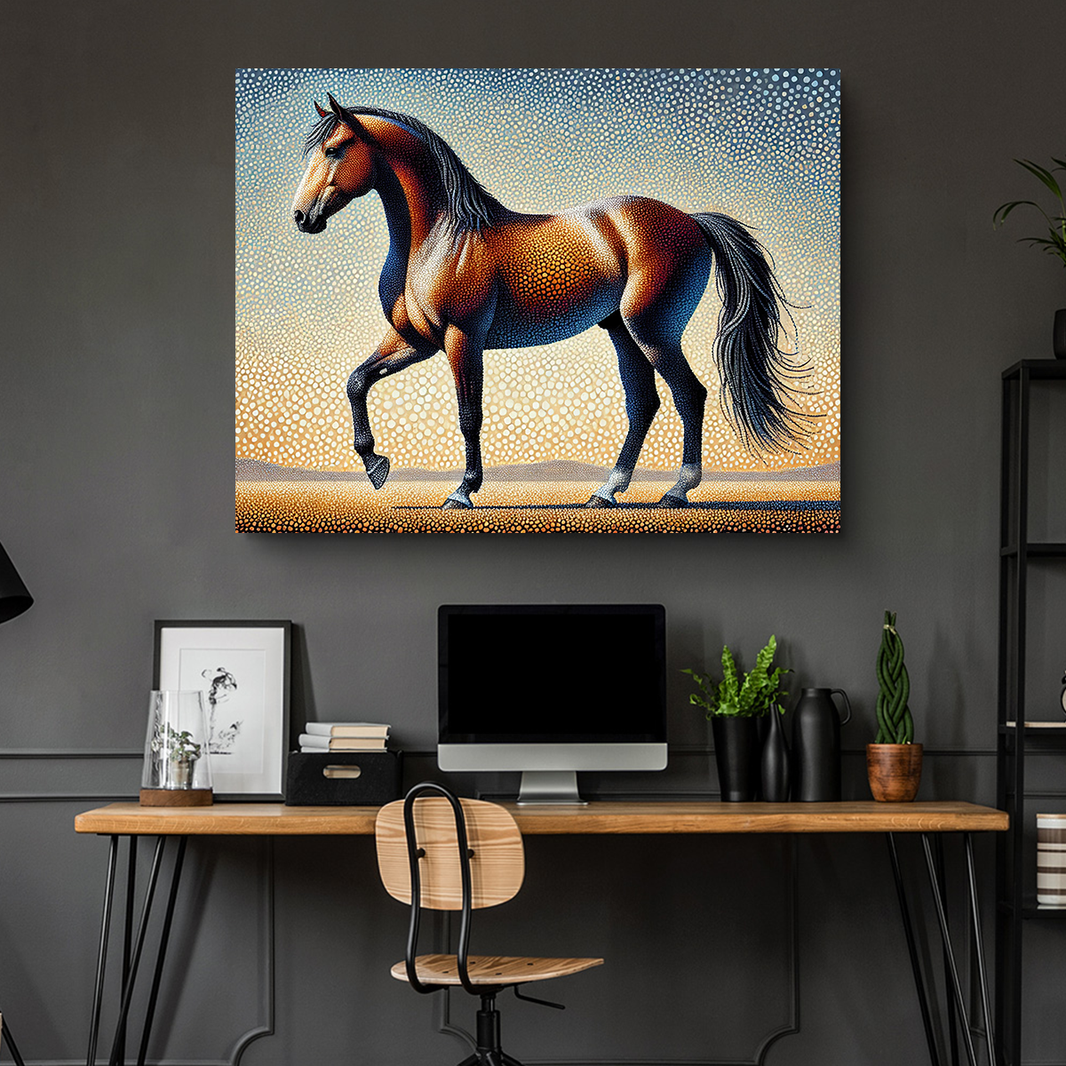 Pointillism Horse Wall Art