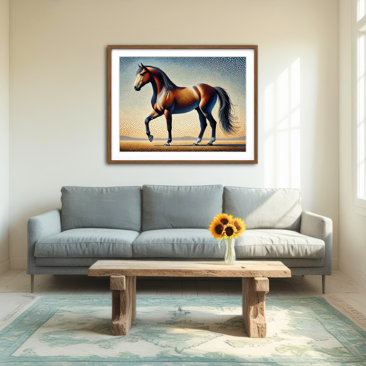 AUTO-MOCKUP ROOM | Pointillism Horse Wall Art