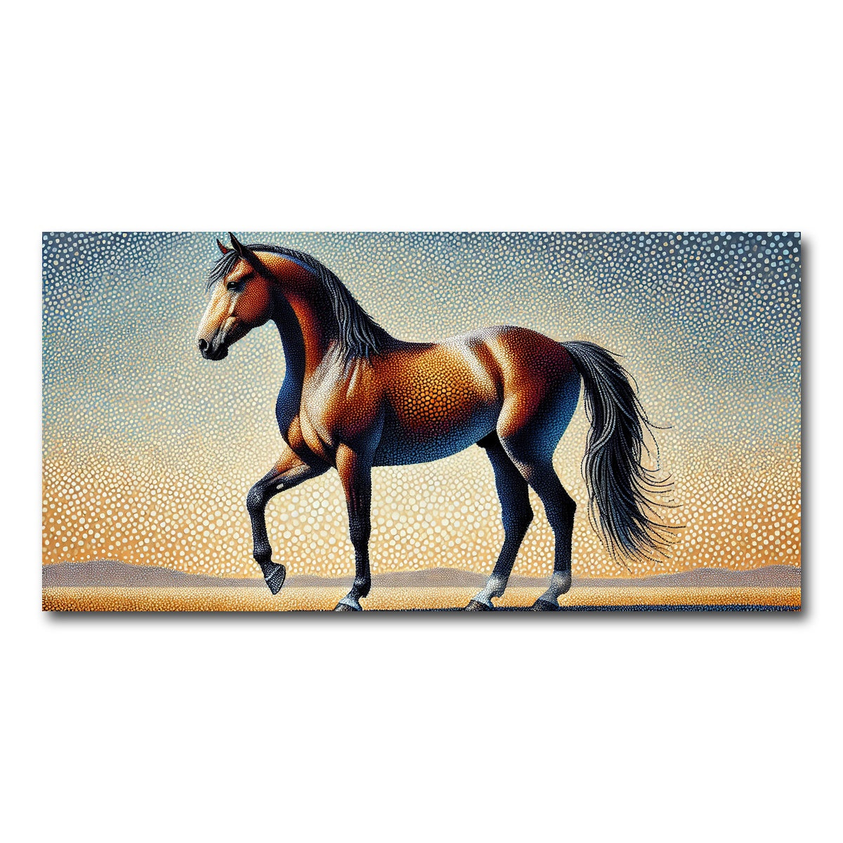AUTO-MOCKUP WHITE | Pointillism Horse | 1 Piece | Gallery Wrap Canvas | group=2x1