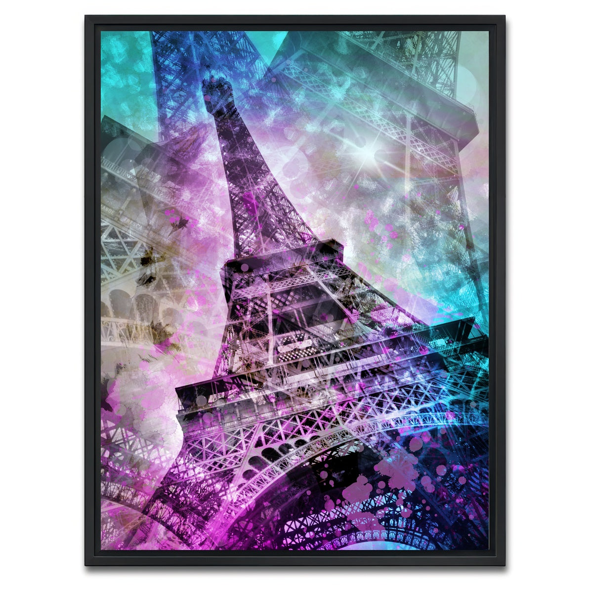 AUTO-MOCKUP WHITE | Pop Art Eiffel Tower | 1 Piece | Black Framed Canvas | group=3x4
