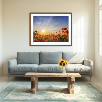 AUTO-MOCKUP ROOM | Poppy Field in Sunset Wall Art
