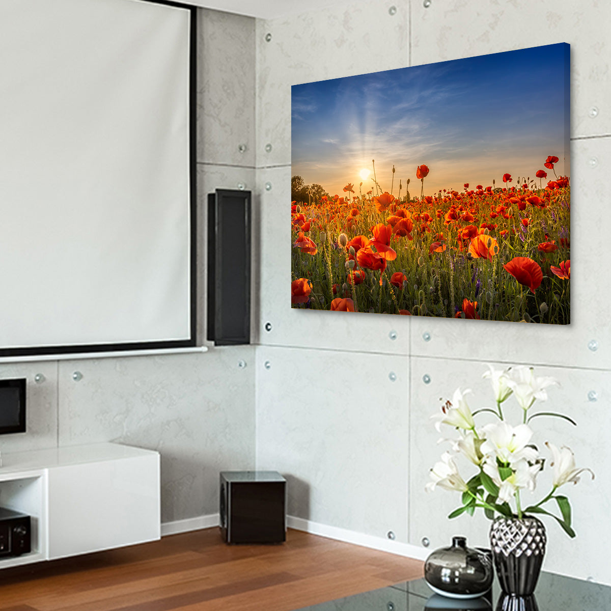 Poppy Idyll in Sunset Wall Art