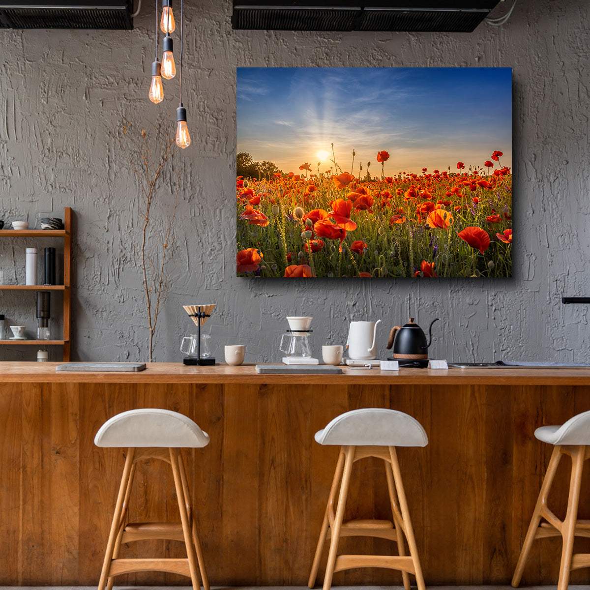 Poppy Idyll in Sunset Wall Art