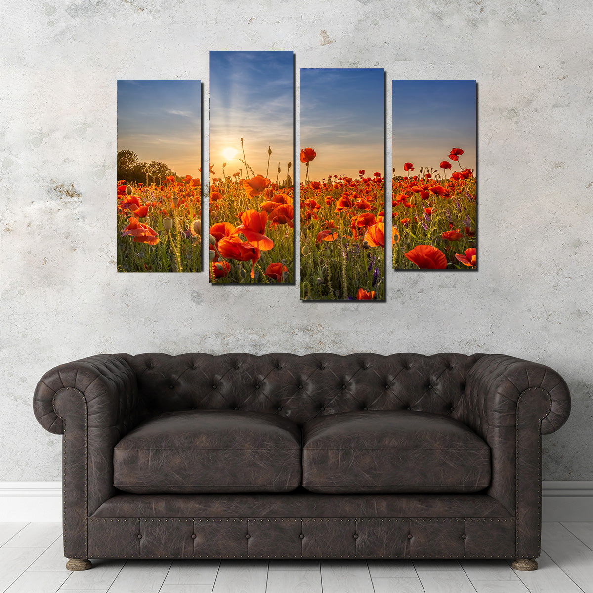 Poppy Idyll in Sunset Wall Art