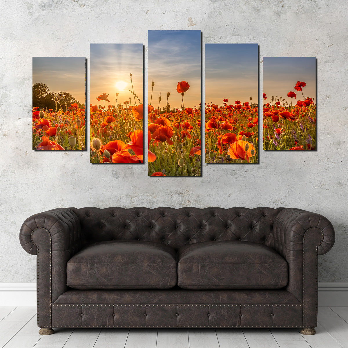Poppy Idyll in Sunset Wall Art
