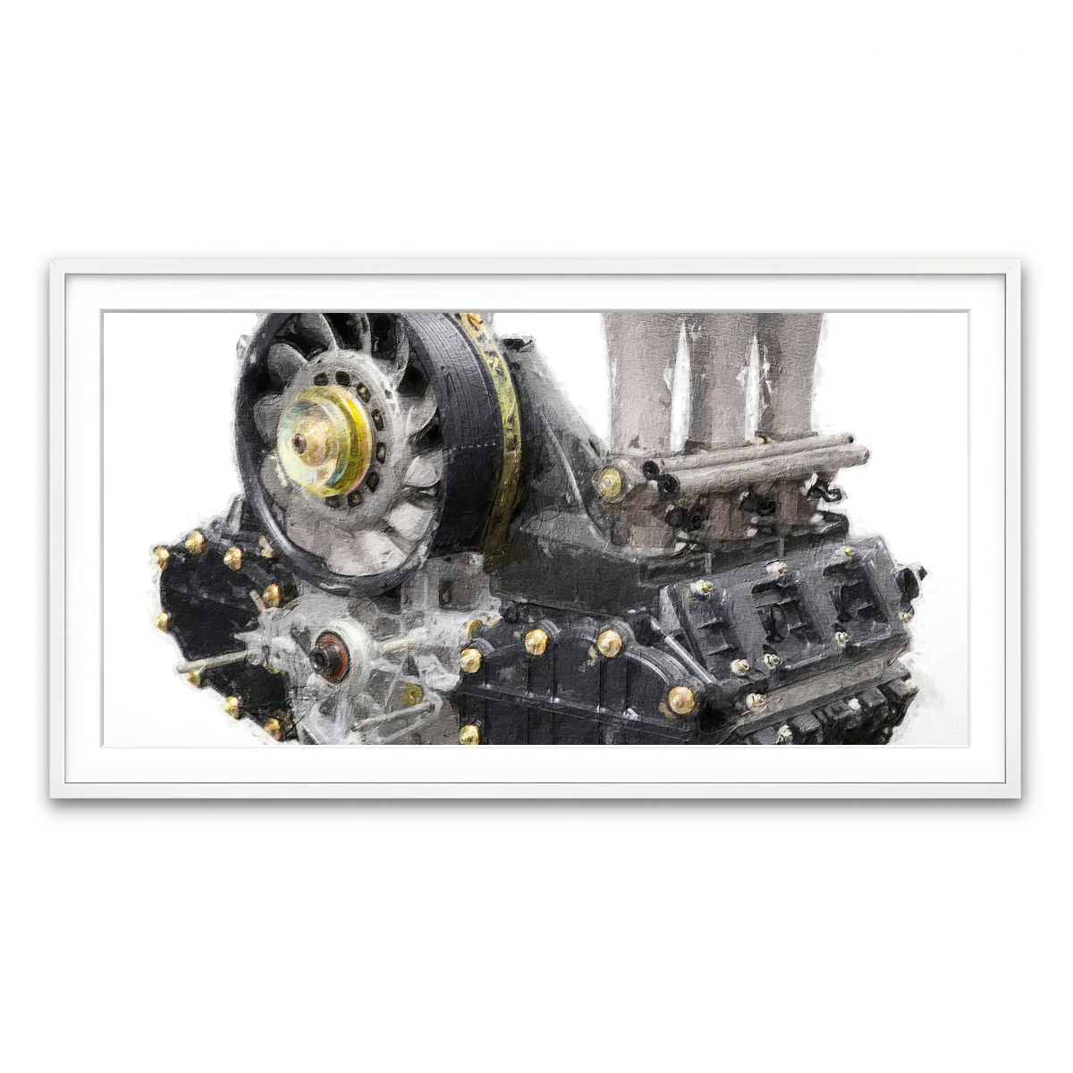 Framed Print 2x1 White