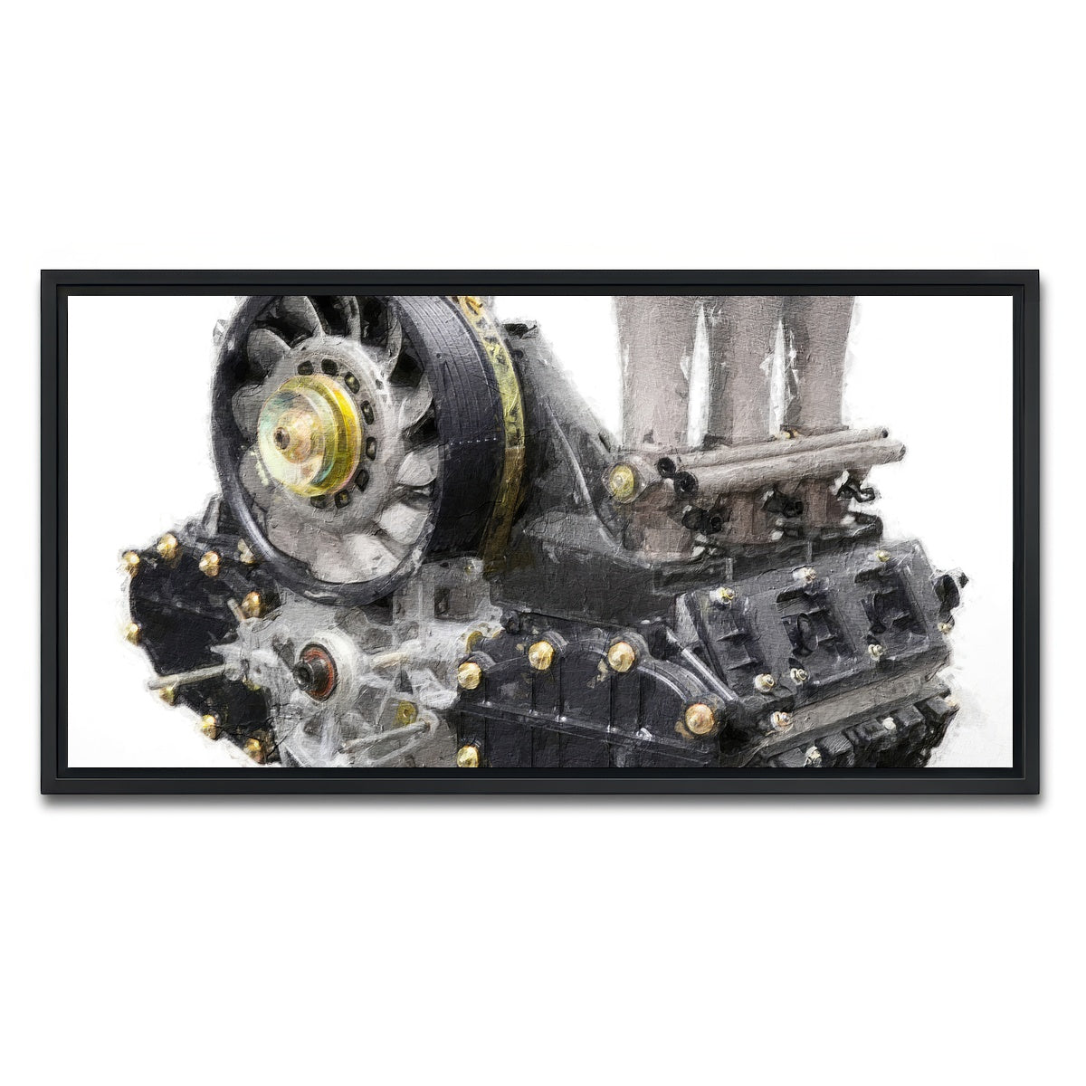 AUTO-MOCKUP WHITE | Porsche 911 Engine 1 | 1 Piece | Black Framed Canvas | group=2x1