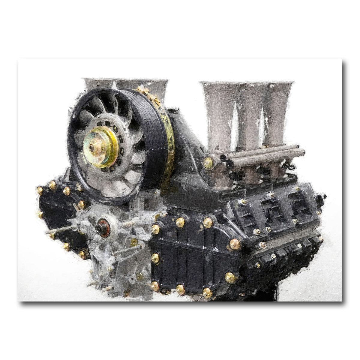 AUTO-MOCKUP WHITE | Porsche 911 Engine 1 | 1 Piece | Gallery Wrap Canvas | group=4x3