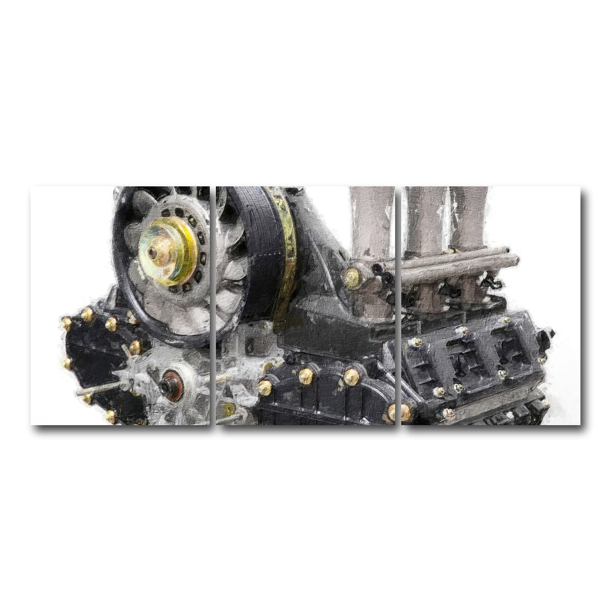 AUTO-MOCKUP WHITE | Porsche 911 Engine 1 | 3 Piece | Gallery Wrap Canvas | group=18x24