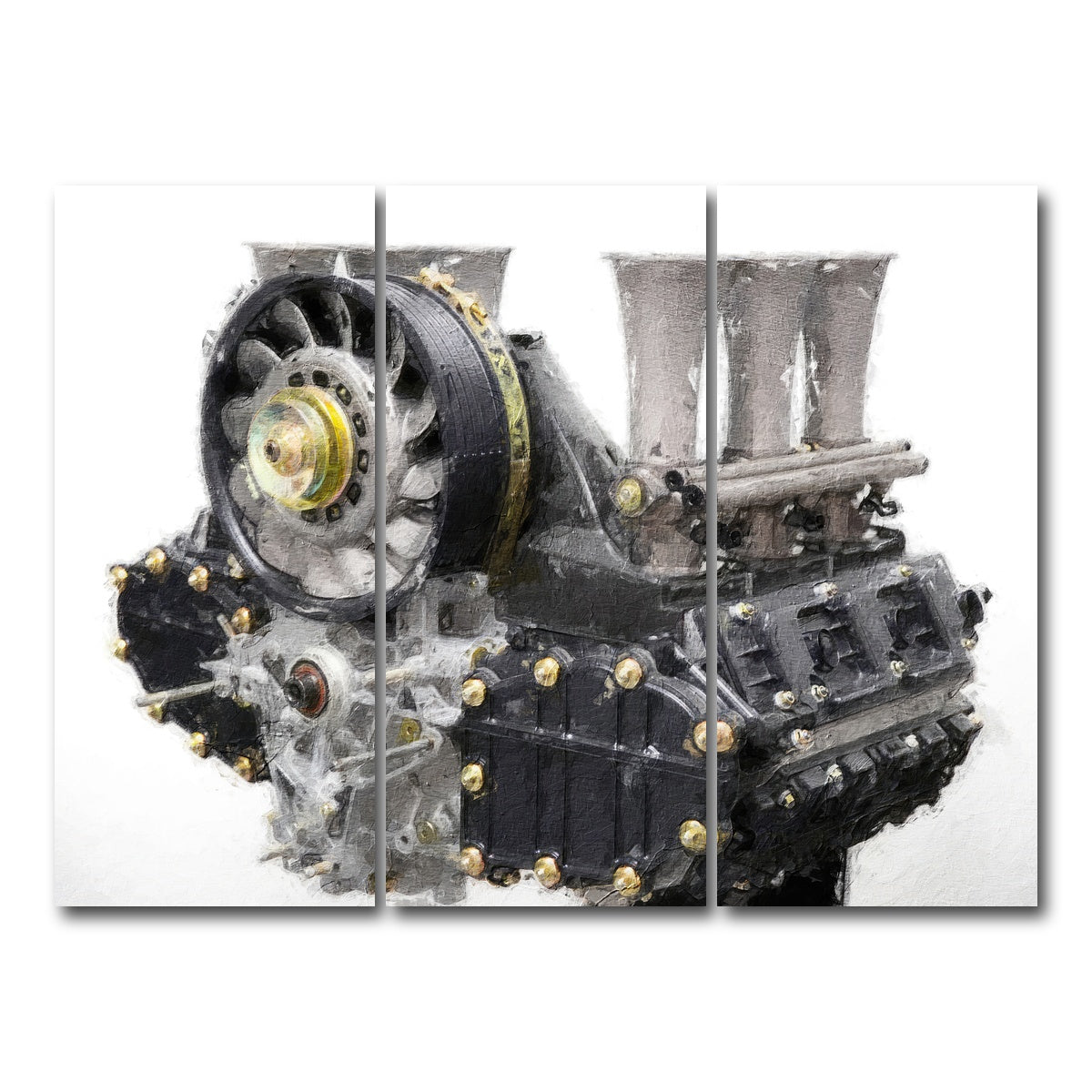 AUTO-MOCKUP WHITE | Porsche 911 Engine 1 | 3 Piece | Gallery Wrap Canvas | group=8x18