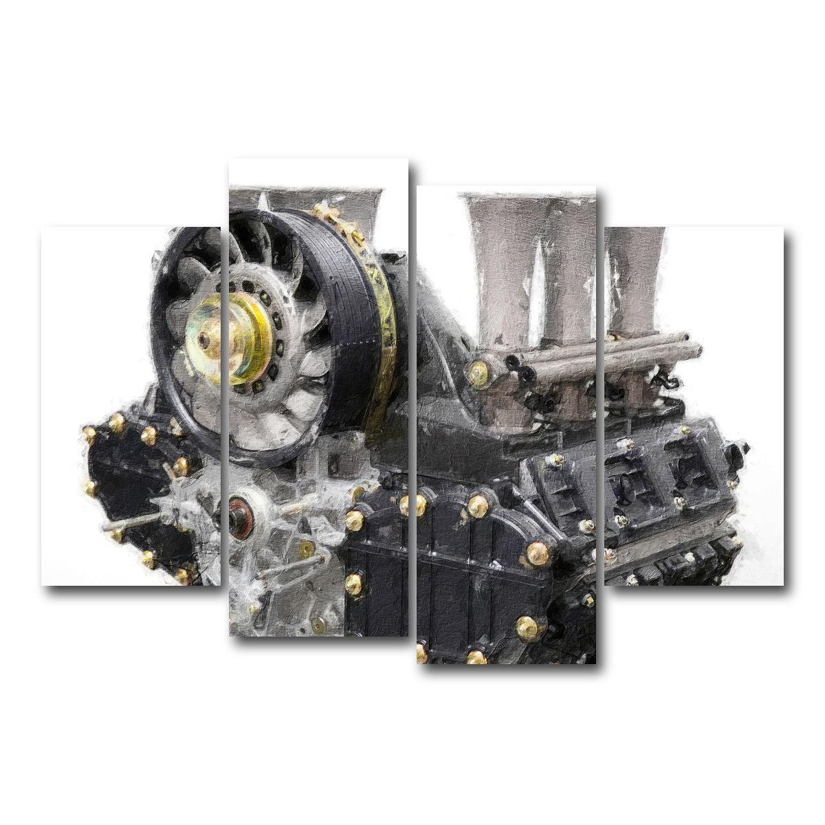 AUTO-MOCKUP WHITE | Porsche 911 Engine 1 | 4 Piece | Gallery Wrap Canvas | group=4_short