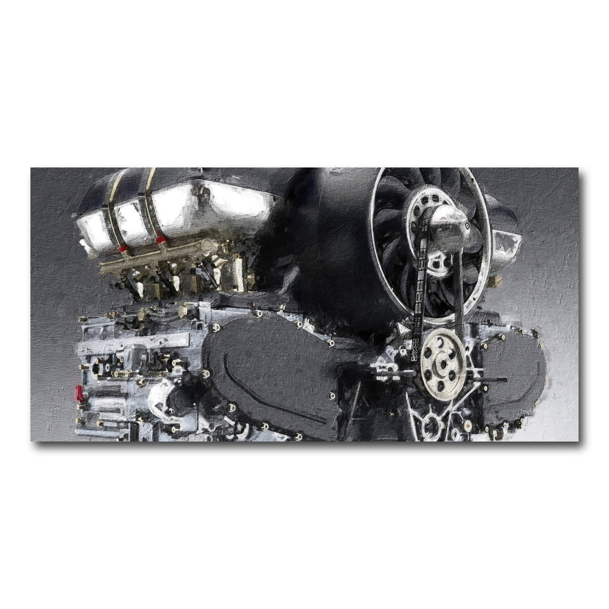 AUTO-MOCKUP WHITE | Porsche 911 Engine | 1 Piece | Gallery Wrap Canvas | group=2x1