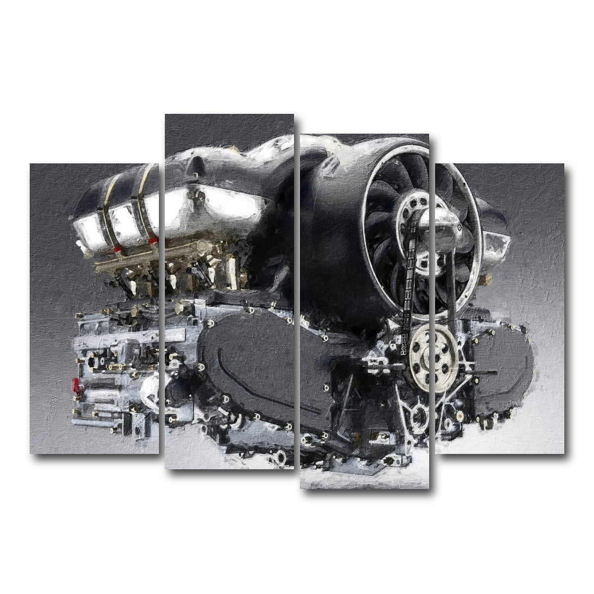 AUTO-MOCKUP WHITE | Porsche 911 Engine | 4 Piece | Gallery Wrap Canvas | group=4_normal