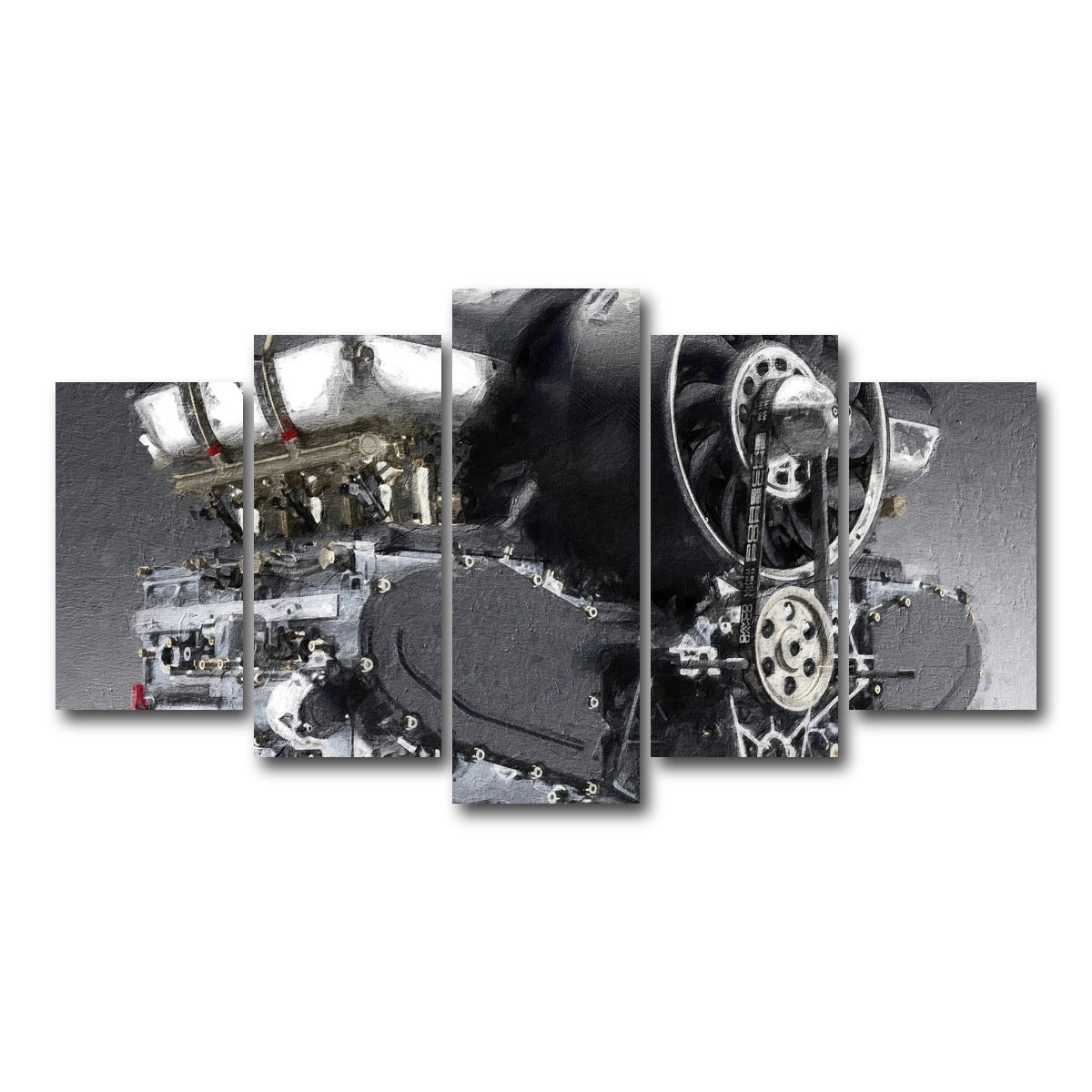 AUTO-MOCKUP WHITE | Porsche 911 Engine | 5 Piece | Gallery Wrap Canvas | group=5_normal