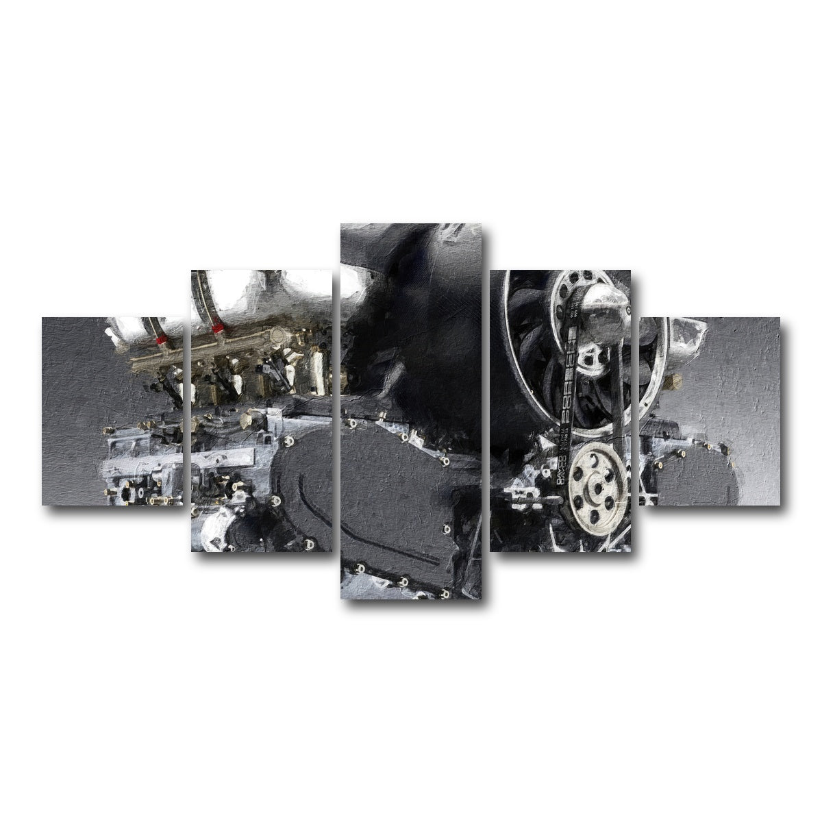 AUTO-MOCKUP WHITE | Porsche 911 Engine | 5 Piece | Gallery Wrap Canvas | group=5_short