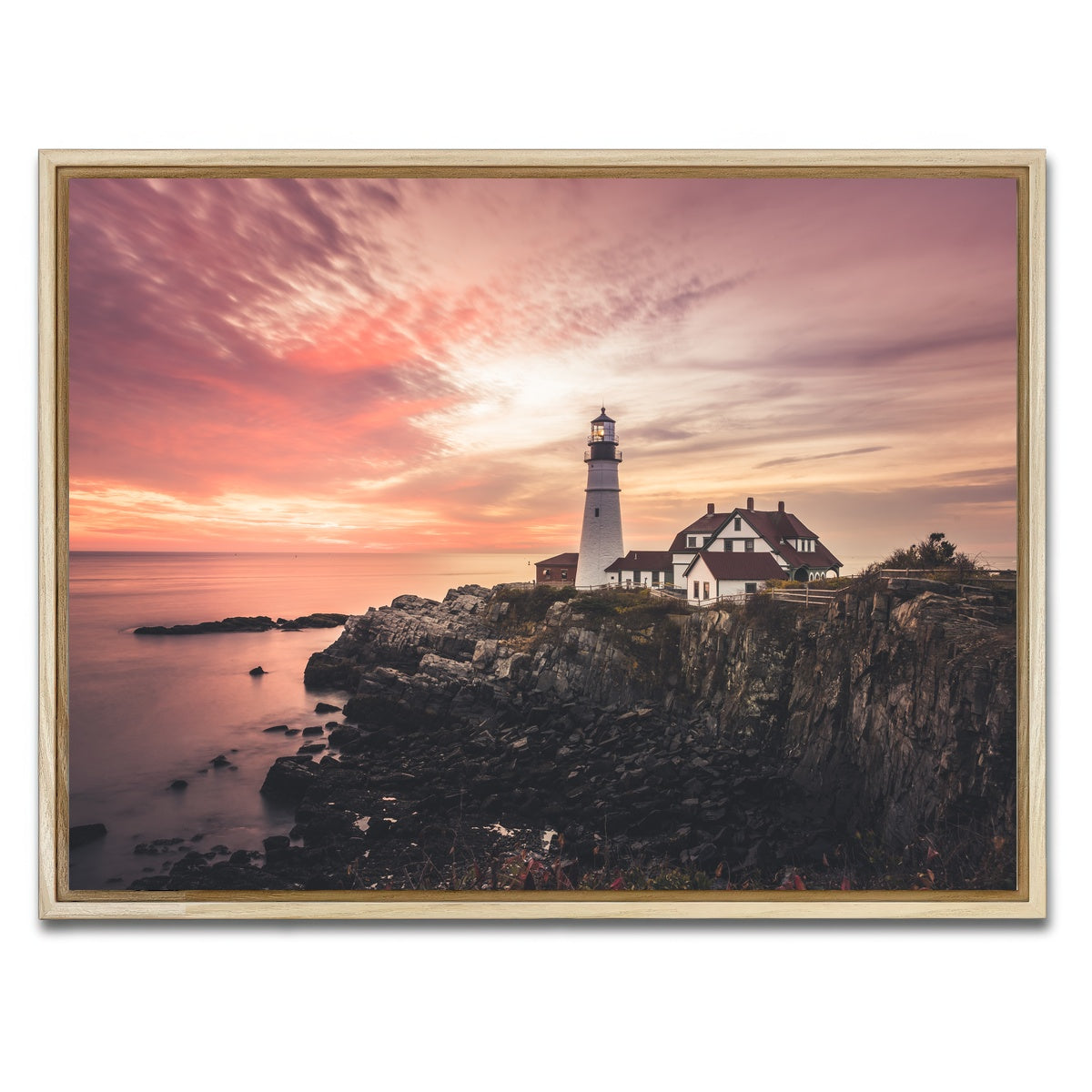 AUTO-MOCKUP WHITE | Portland Head Lighthouse | 1 Piece | Natural Framed Canvas | group=4x3