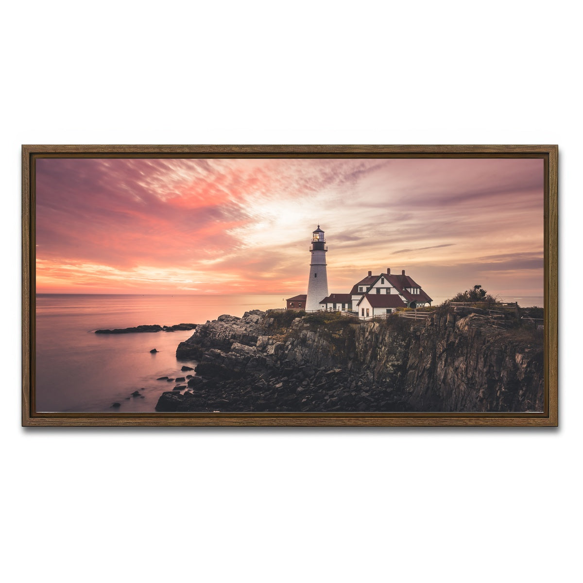 AUTO-MOCKUP WHITE | Portland Head Lighthouse | 1 Piece | Walnut Framed Canvas | group=2x1