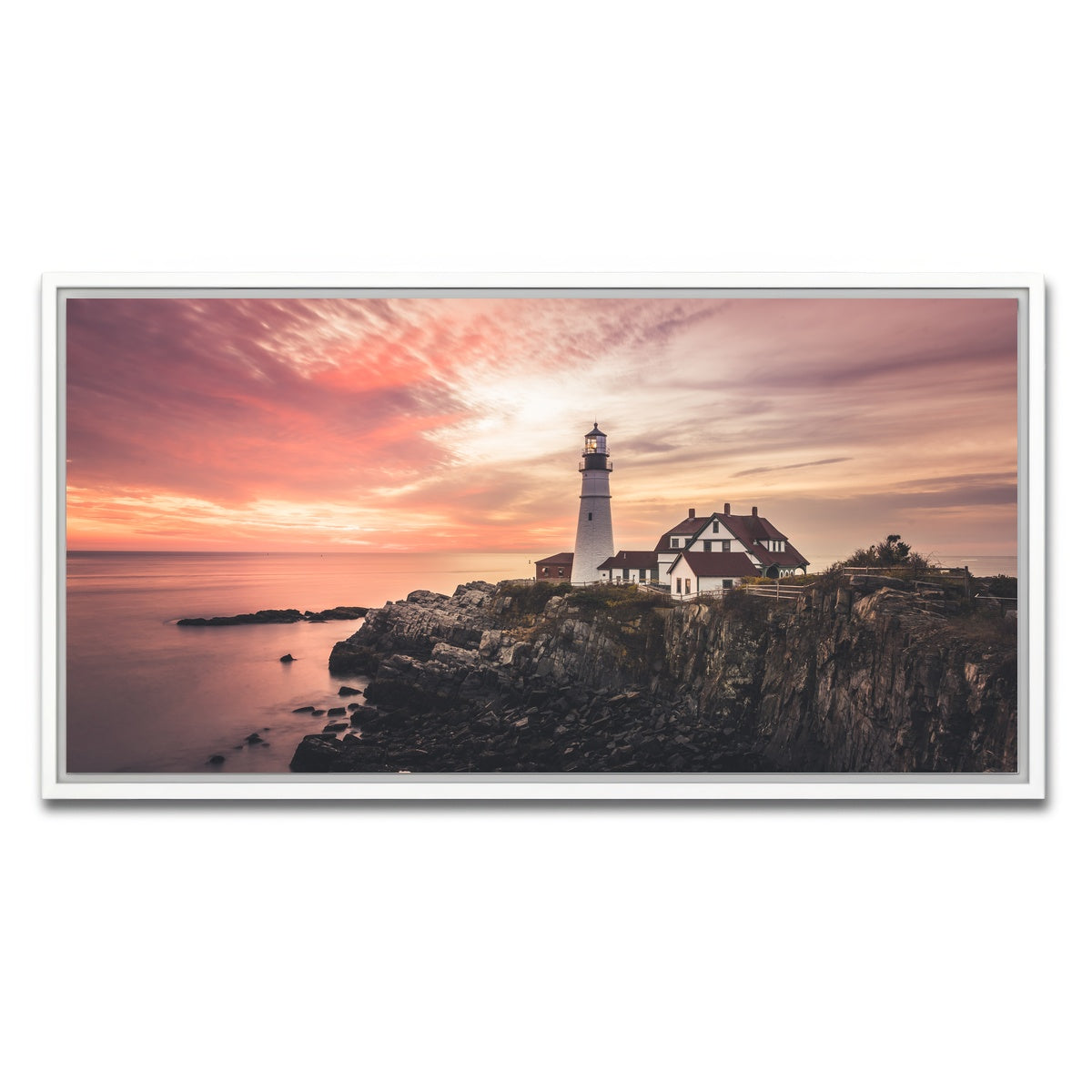 AUTO-MOCKUP WHITE | Portland Head Lighthouse | 1 Piece | White Framed Canvas | group=2x1