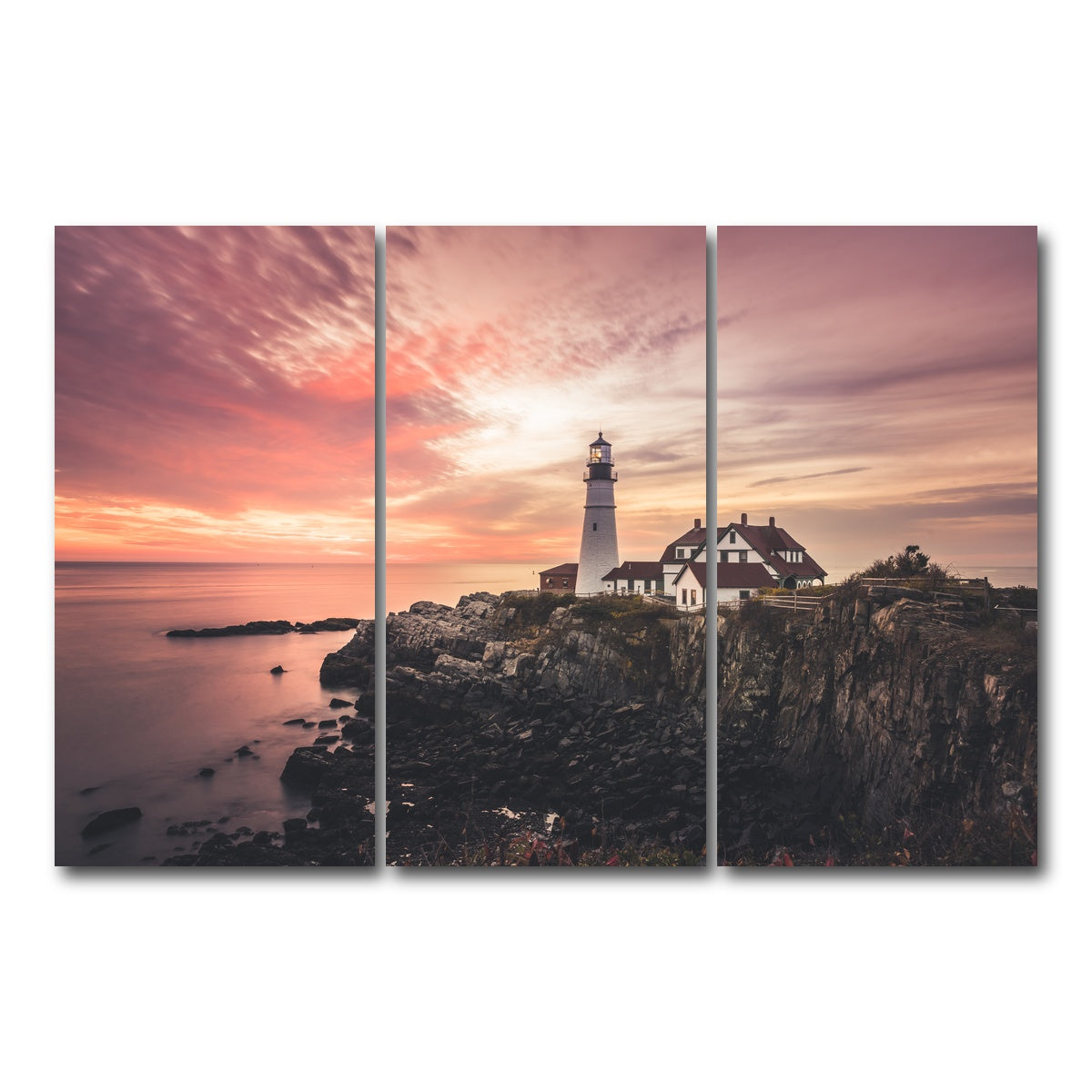 AUTO-MOCKUP WHITE | Portland Head Lighthouse | 3 Piece | Gallery Wrap Canvas | group=12x24