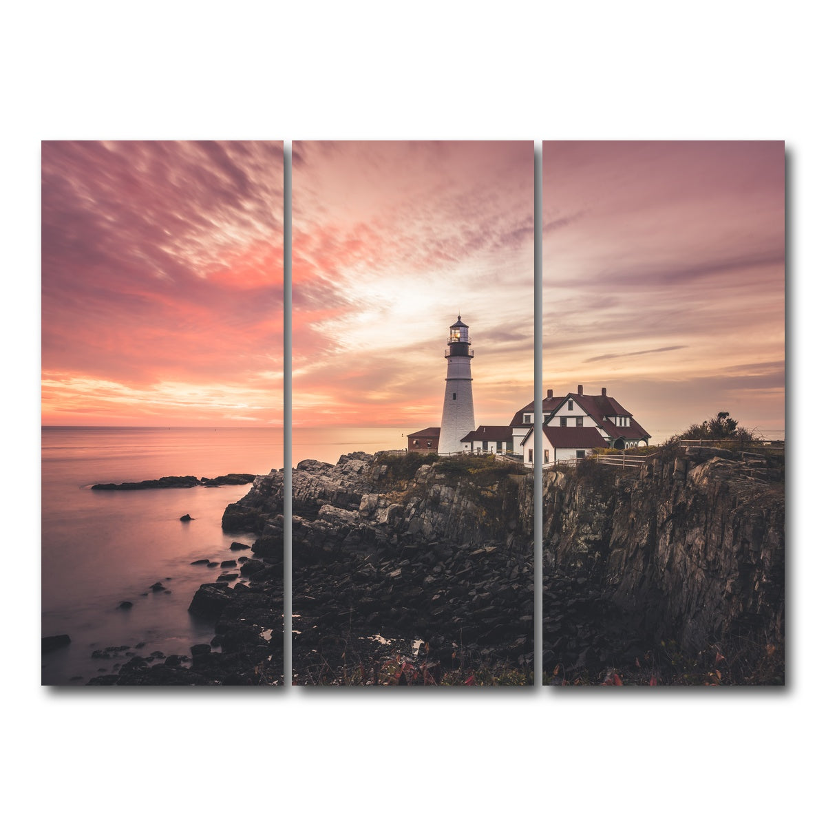 AUTO-MOCKUP WHITE | Portland Head Lighthouse | 3 Piece | Gallery Wrap Canvas | group=8x18
