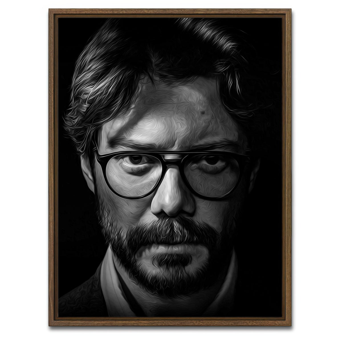 AUTO-MOCKUP WHITE | Portrait casa del papel | 1 Piece | Walnut Framed Canvas | group=3x4