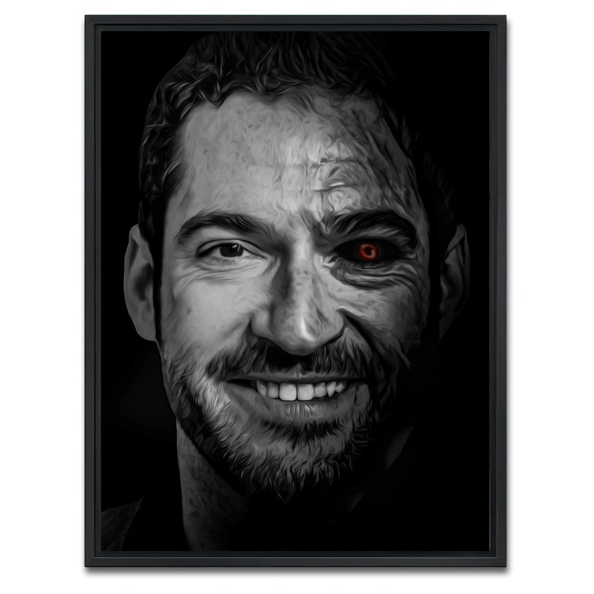 AUTO-MOCKUP WHITE | Portrait lucifer | 1 Piece | Black Framed Canvas | group=3x4