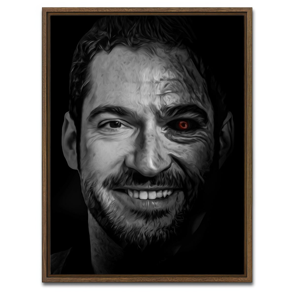 AUTO-MOCKUP WHITE | Portrait lucifer | 1 Piece | Walnut Framed Canvas | group=3x4