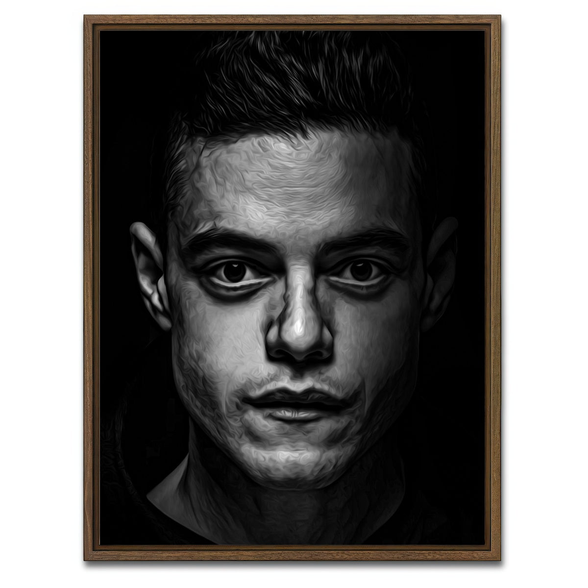 AUTO-MOCKUP WHITE | Portrait mr robot | 1 Piece | Walnut Framed Canvas | group=3x4