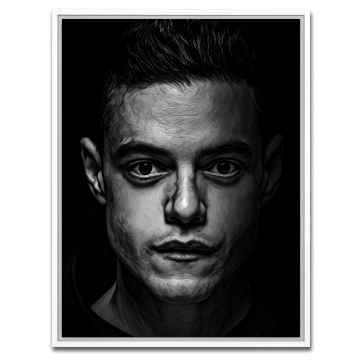 AUTO-MOCKUP WHITE | Portrait mr robot | 1 Piece | White Framed Canvas | group=3x4