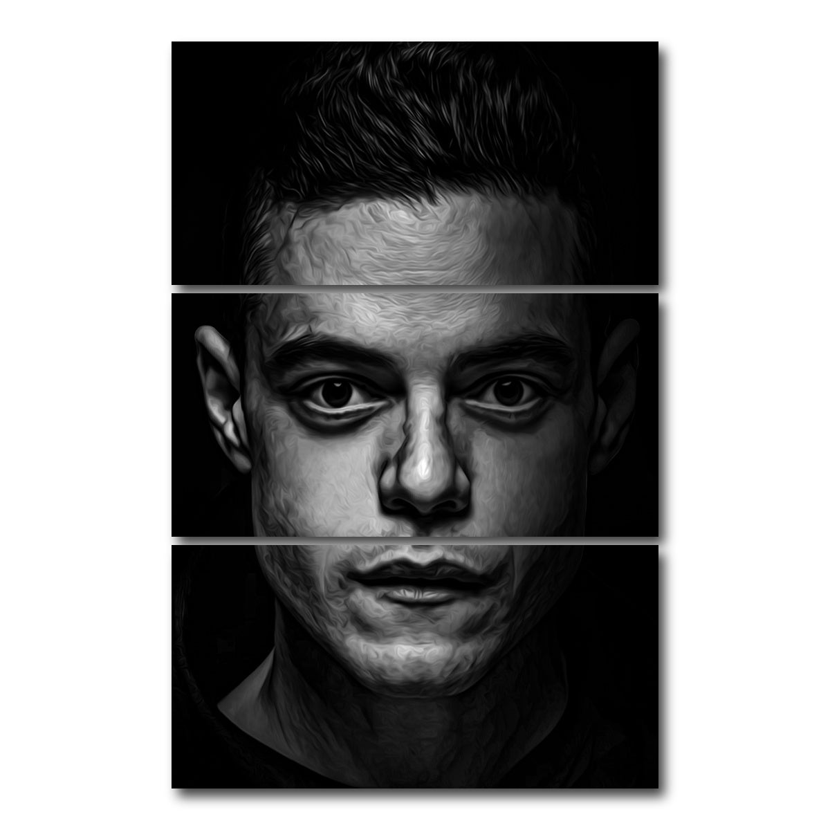 AUTO-MOCKUP WHITE | Portrait mr robot | 3 Piece | Gallery Wrap Canvas | group=12x24_stacked