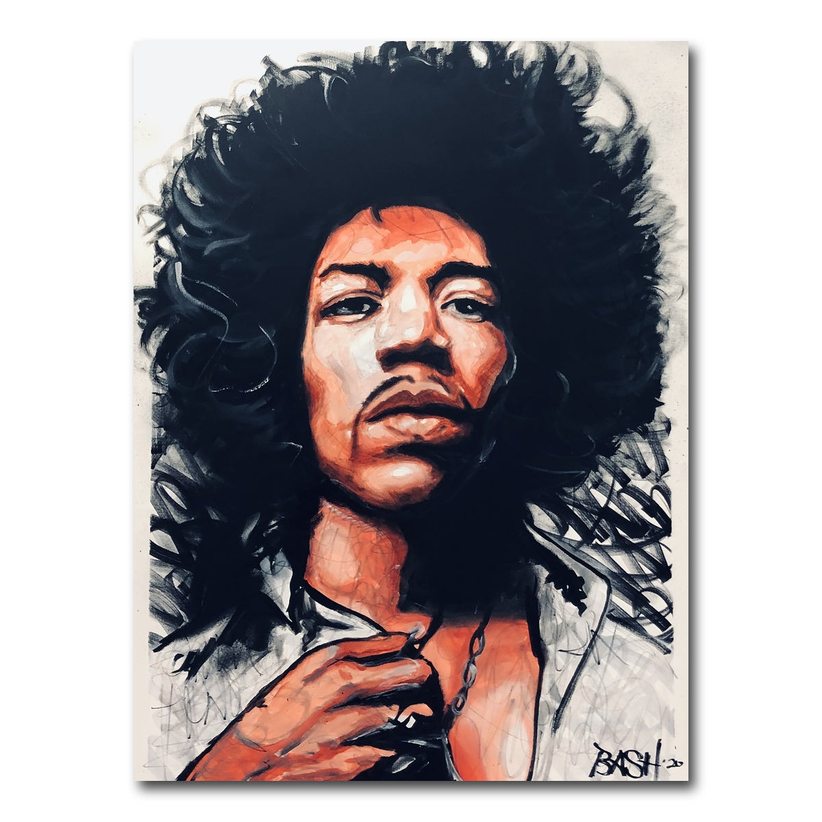AUTO-MOCKUP WHITE | Portrait of Jimi Hendrix | 1 Piece | Gallery Wrap Canvas | group=3x4