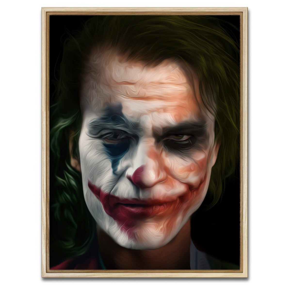 AUTO-MOCKUP WHITE | Portrait of a joker | 1 Piece | Natural Framed Canvas | group=3x4