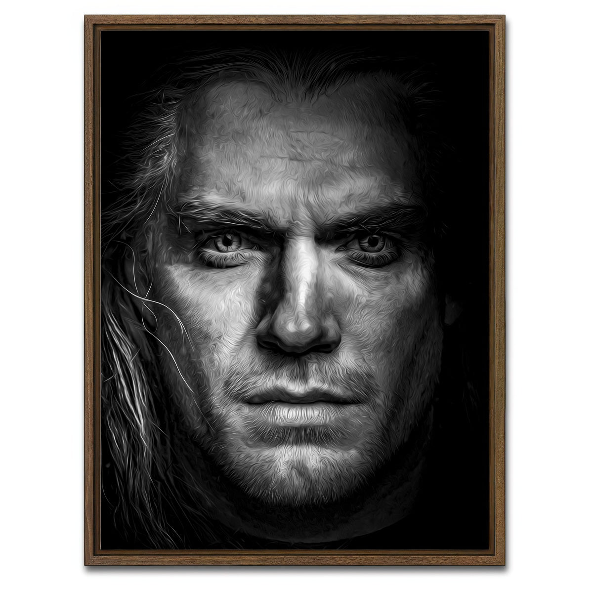 AUTO-MOCKUP WHITE | Portrait the witcher | 1 Piece | Walnut Framed Canvas | group=3x4