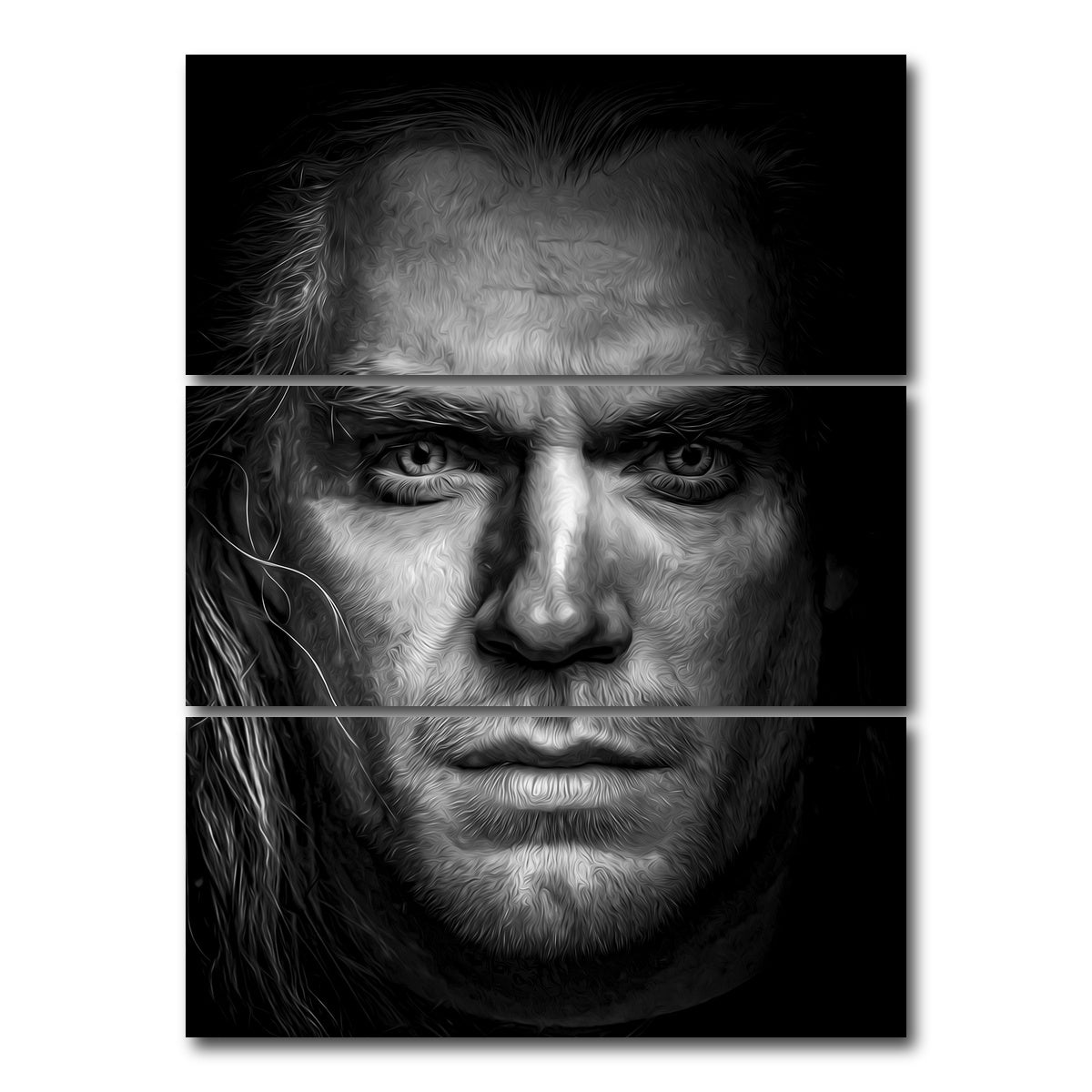 AUTO-MOCKUP WHITE | Portrait the witcher | 3 Piece | Gallery Wrap Canvas | group=8x18_stacked