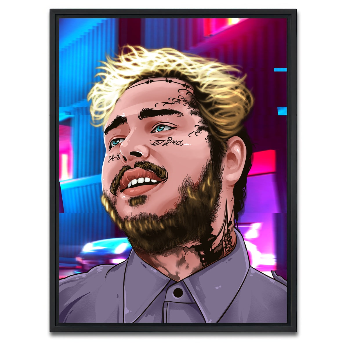 AUTO-MOCKUP WHITE | Post Malone Retro | 1 Piece | Black Framed Canvas | group=3x4