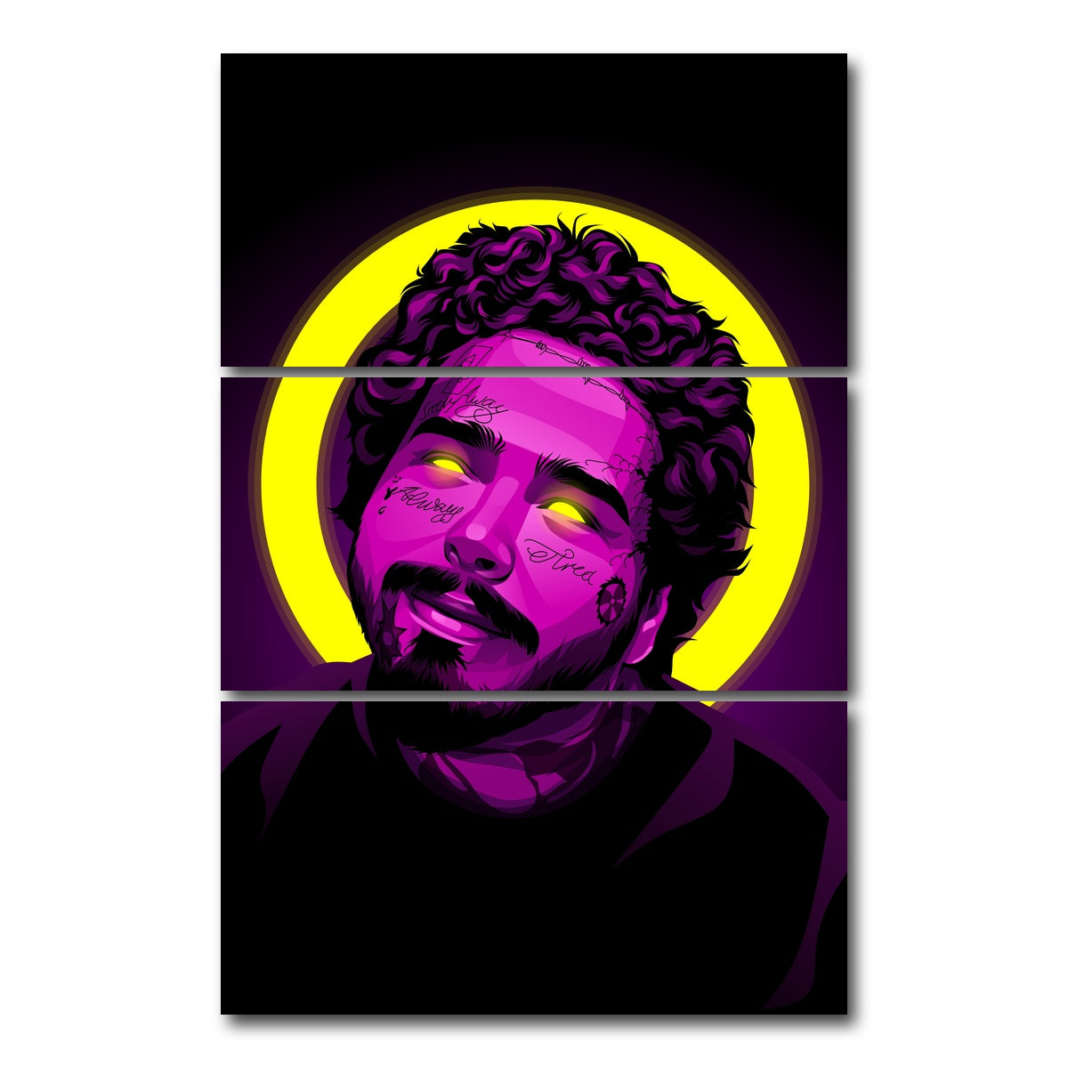 AUTO-MOCKUP WHITE | Post Malone | 3 Piece | Gallery Wrap Canvas | group=12x24_stacked