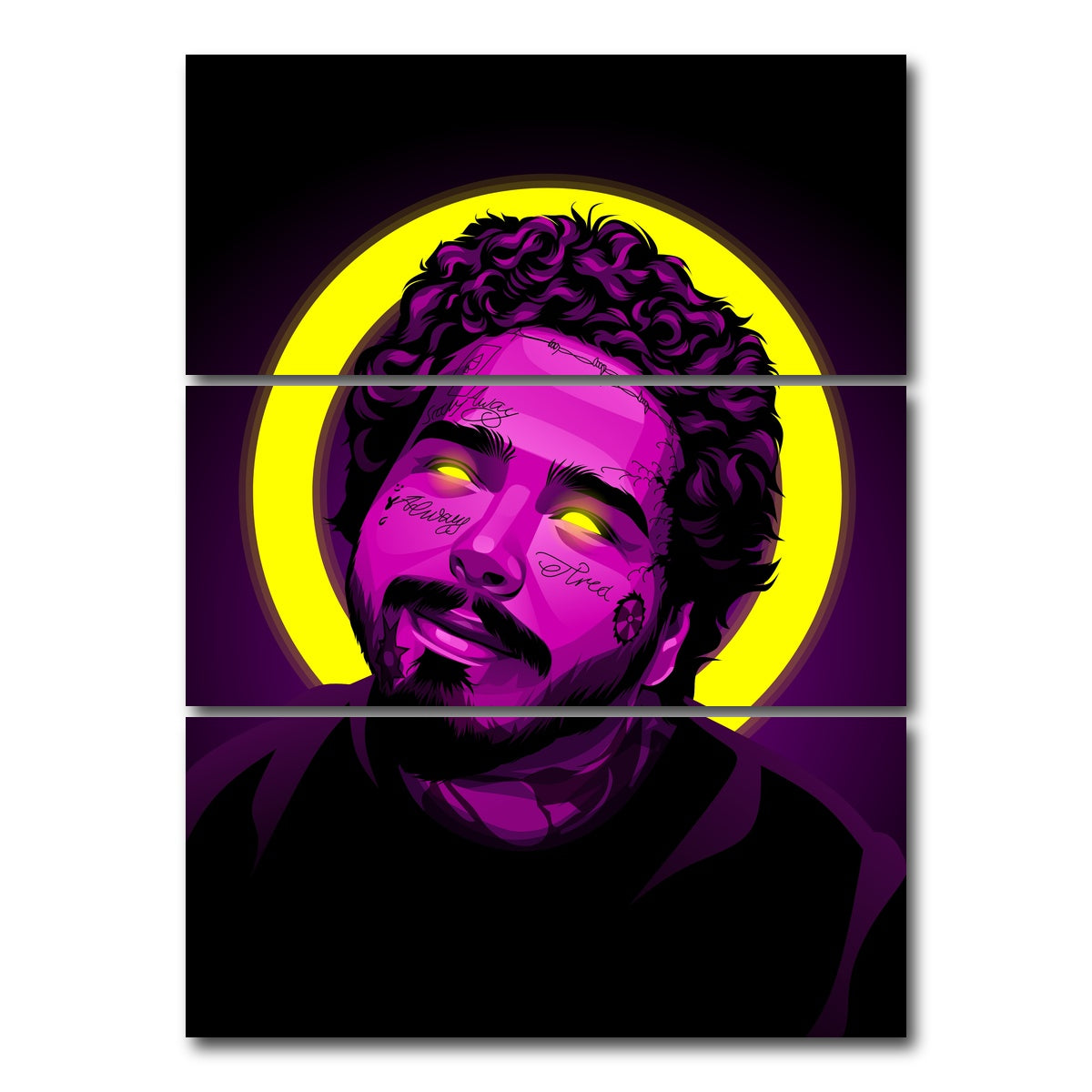 AUTO-MOCKUP WHITE | Post Malone | 3 Piece | Gallery Wrap Canvas | group=8x18_stacked