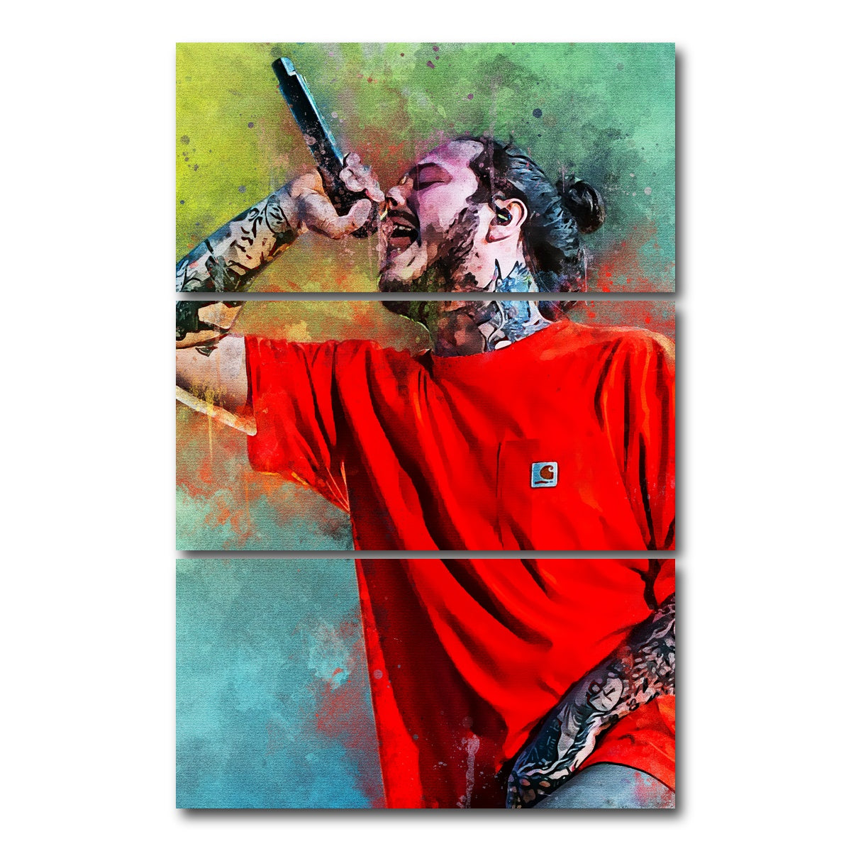 AUTO-MOCKUP WHITE | Post malone Abstract | 3 Piece | Gallery Wrap Canvas | group=12x24_stacked