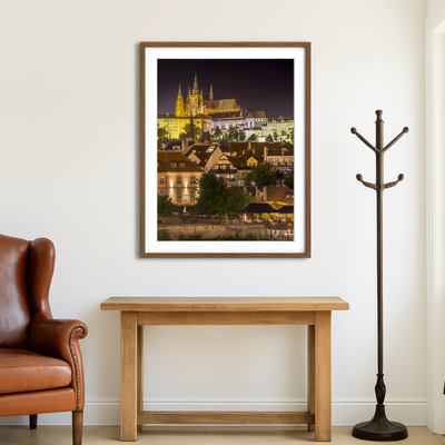 AUTO-MOCKUP ROOM | Prague Castle and St. Vitus Cathedral by Night Wall Art