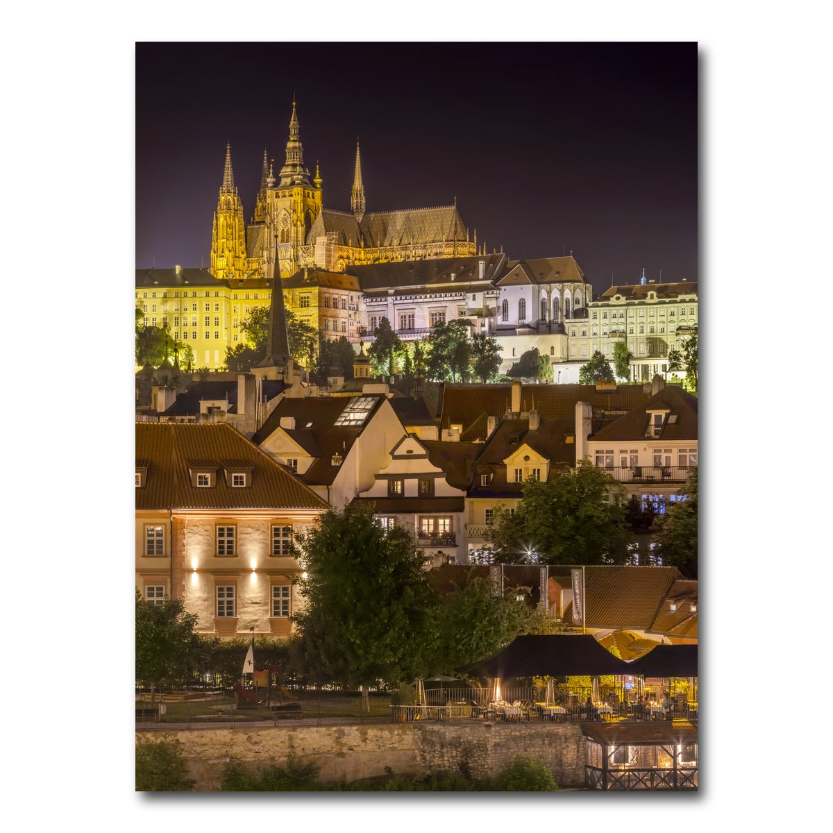 AUTO-MOCKUP WHITE | Prague Castle and St. Vitus Cathedral by night | 1 Piece | Gallery Wrap Canvas | group=3x4