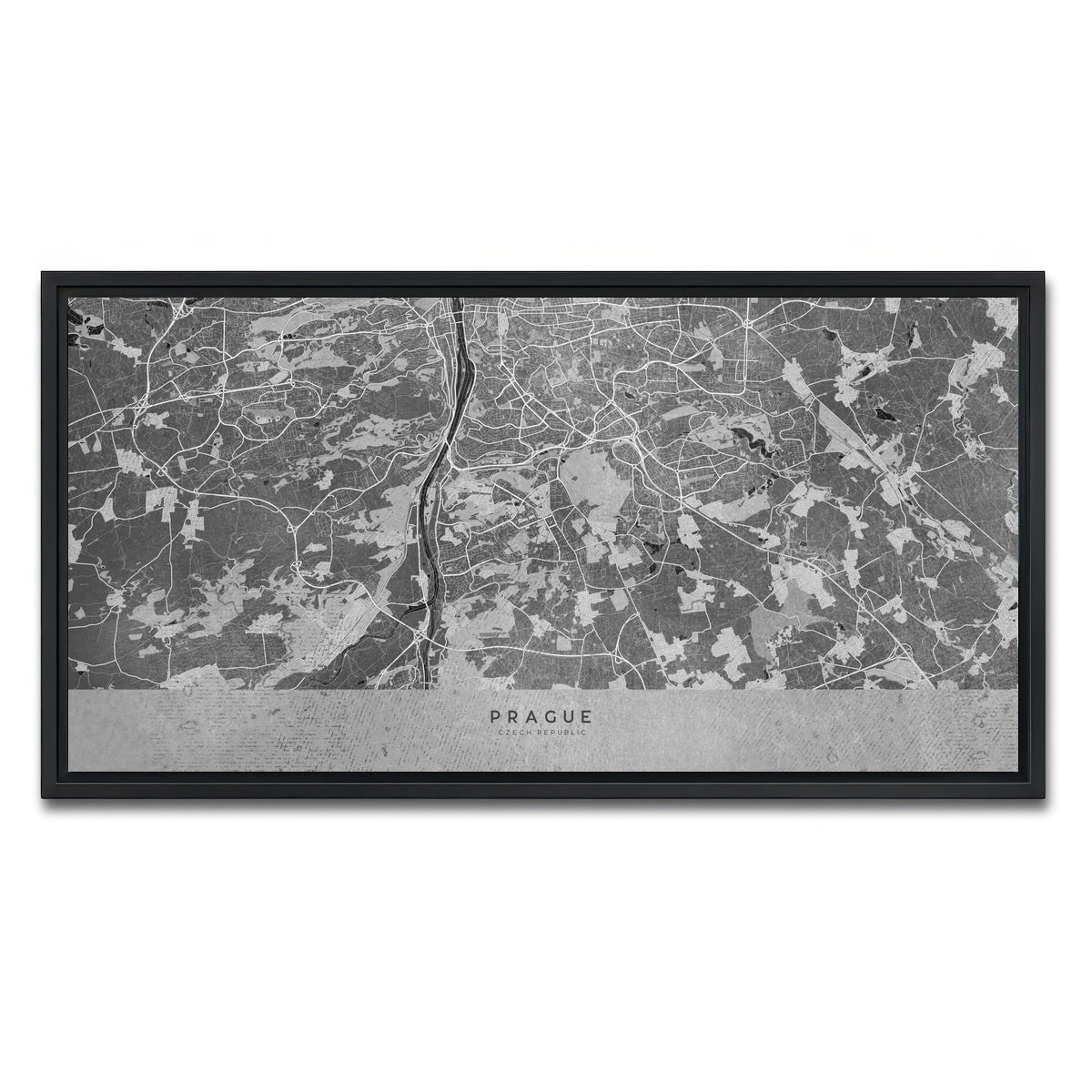 AUTO-MOCKUP WHITE | Prague Map 2 | 1 Piece | Black Framed Canvas | group=2x1