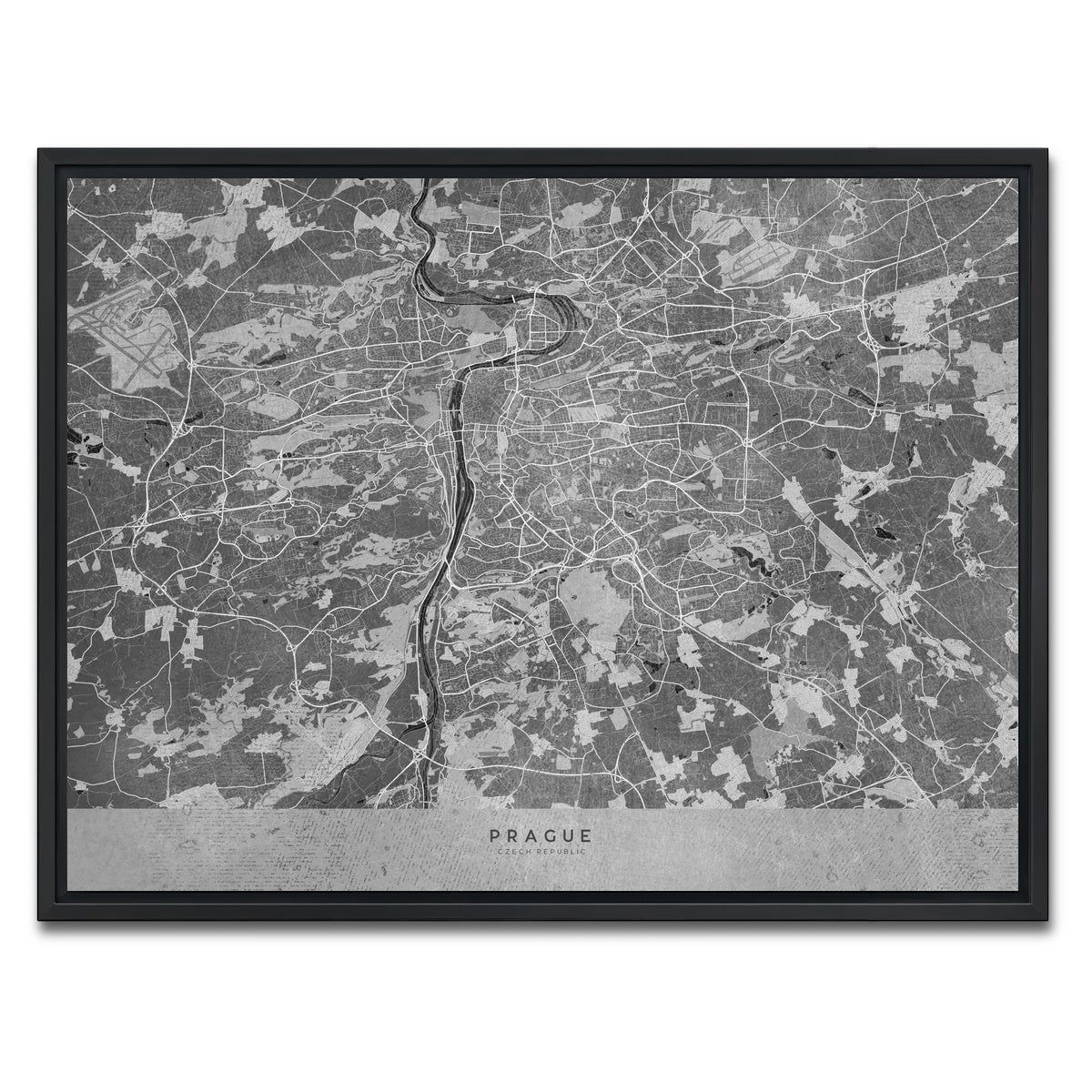 AUTO-MOCKUP WHITE | Prague Map 2 | 1 Piece | Black Framed Canvas | group=4x3