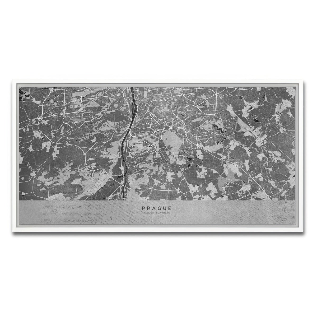 AUTO-MOCKUP WHITE | Prague Map 2 | 1 Piece | White Framed Canvas | group=2x1