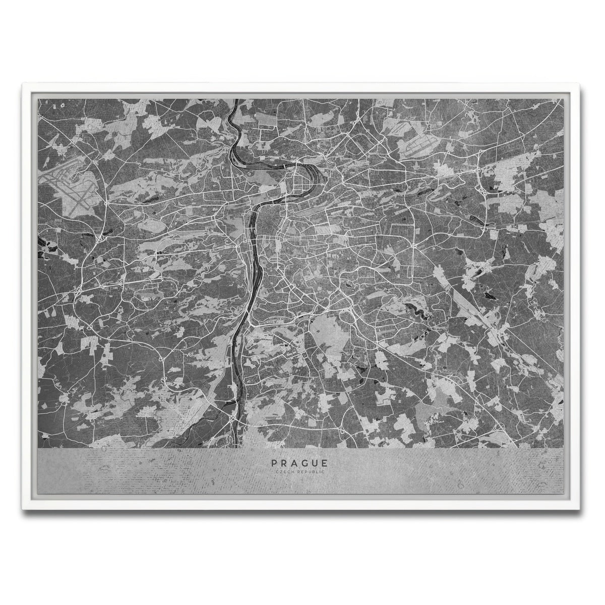 AUTO-MOCKUP WHITE | Prague Map 2 | 1 Piece | White Framed Canvas | group=4x3
