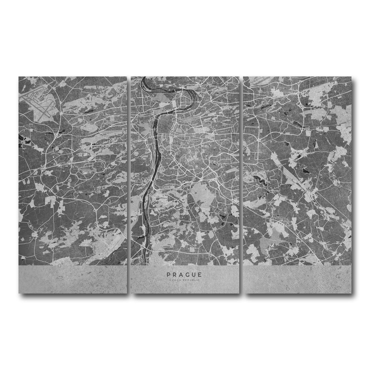 AUTO-MOCKUP WHITE | Prague Map 2 | 3 Piece | Gallery Wrap Canvas | group=12x24