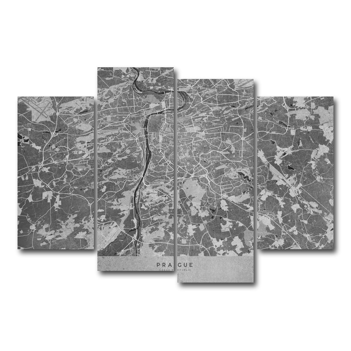 AUTO-MOCKUP WHITE | Prague Map 2 | 4 Piece | Gallery Wrap Canvas | group=4_short