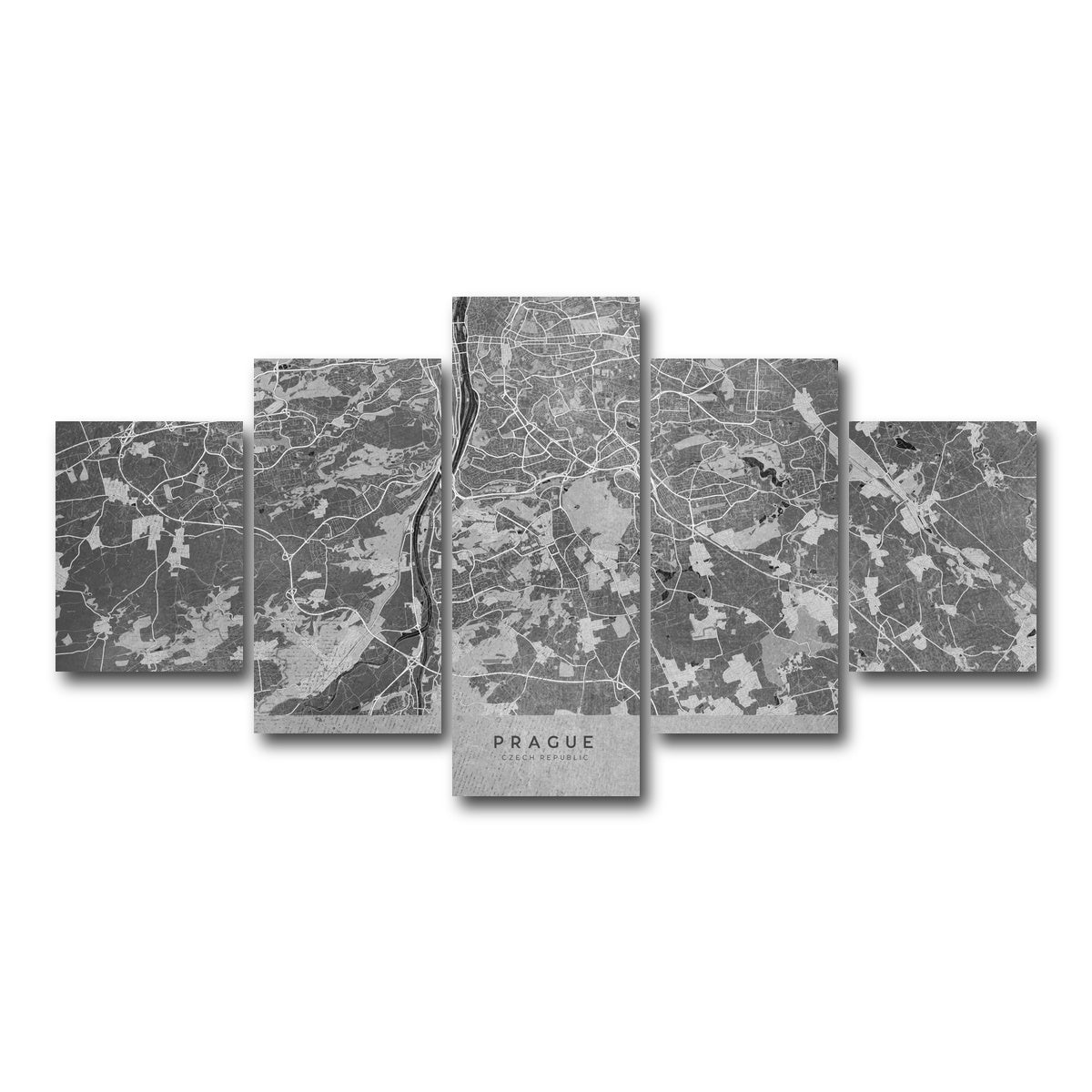 AUTO-MOCKUP WHITE | Prague Map 2 | 5 Piece | Gallery Wrap Canvas | group=5_short