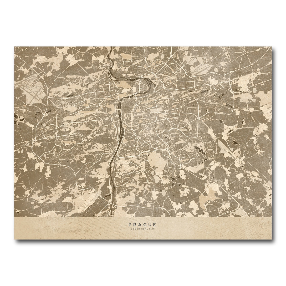 AUTO-MOCKUP WHITE | Prague Map | 1 Piece | Gallery Wrap Canvas | group=4x3