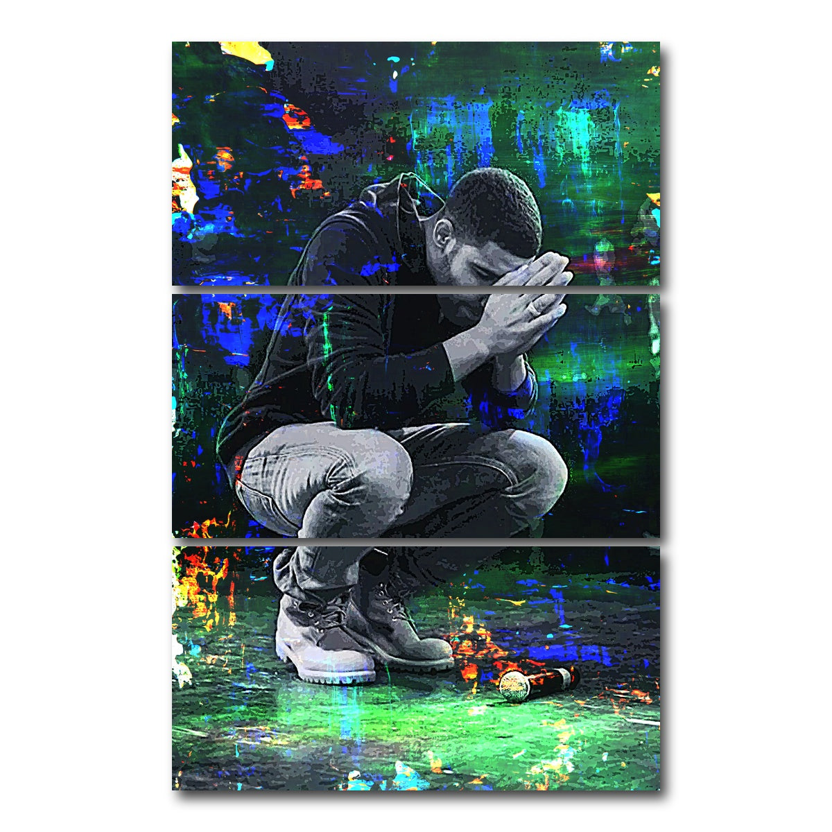 AUTO-MOCKUP WHITE | Praying Drake | 3 Piece | Gallery Wrap Canvas | group=12x24_stacked