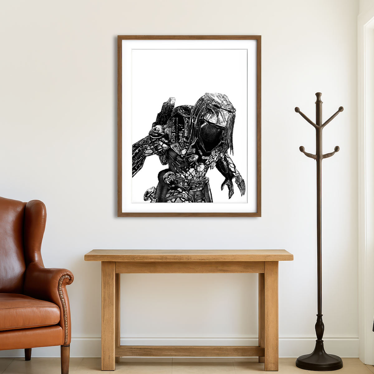 AUTO-MOCKUP ROOM | Predator Sketch Wall Art